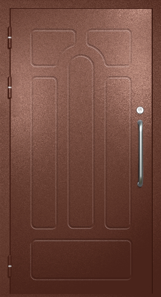 Техническая дверь со штампованным рисунком на металле, покраской RAL 8016 и ручкой-скобой